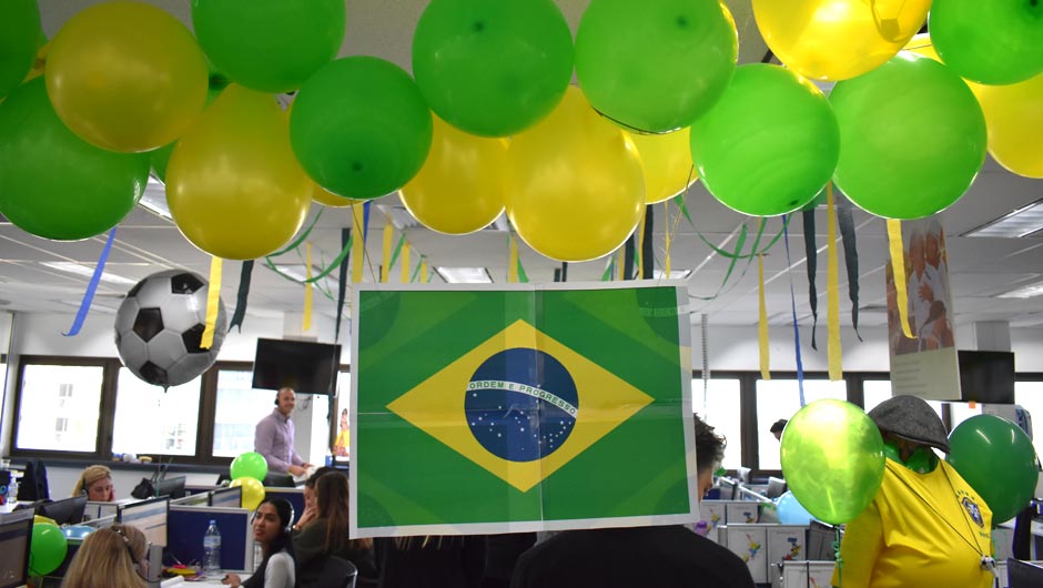 BlueInc staff celebrated the 2018 World Cup by dressing up and decorating workspaces to a chosen competitor country