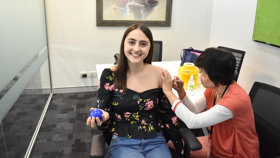 Staff received flu vaccinations to help keep the office healthy, May 2018